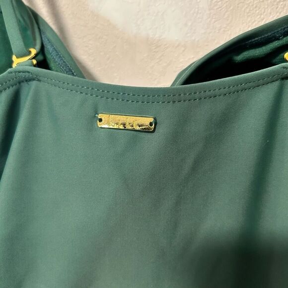 Nicole Miller bandeau twist drape swimsuit green size l - Picture 3 of 7